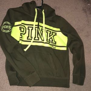 Hunter Green / Neon Detail Hoodie By VS PINK 🦚✨